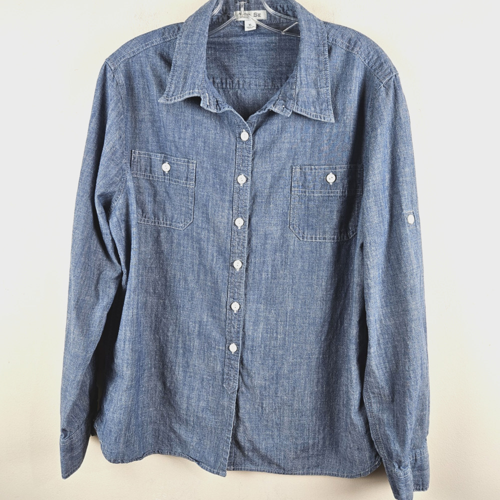 Per Se | Women’s XL | Chambray Shirt Button Classic Staple Lightweight Collar